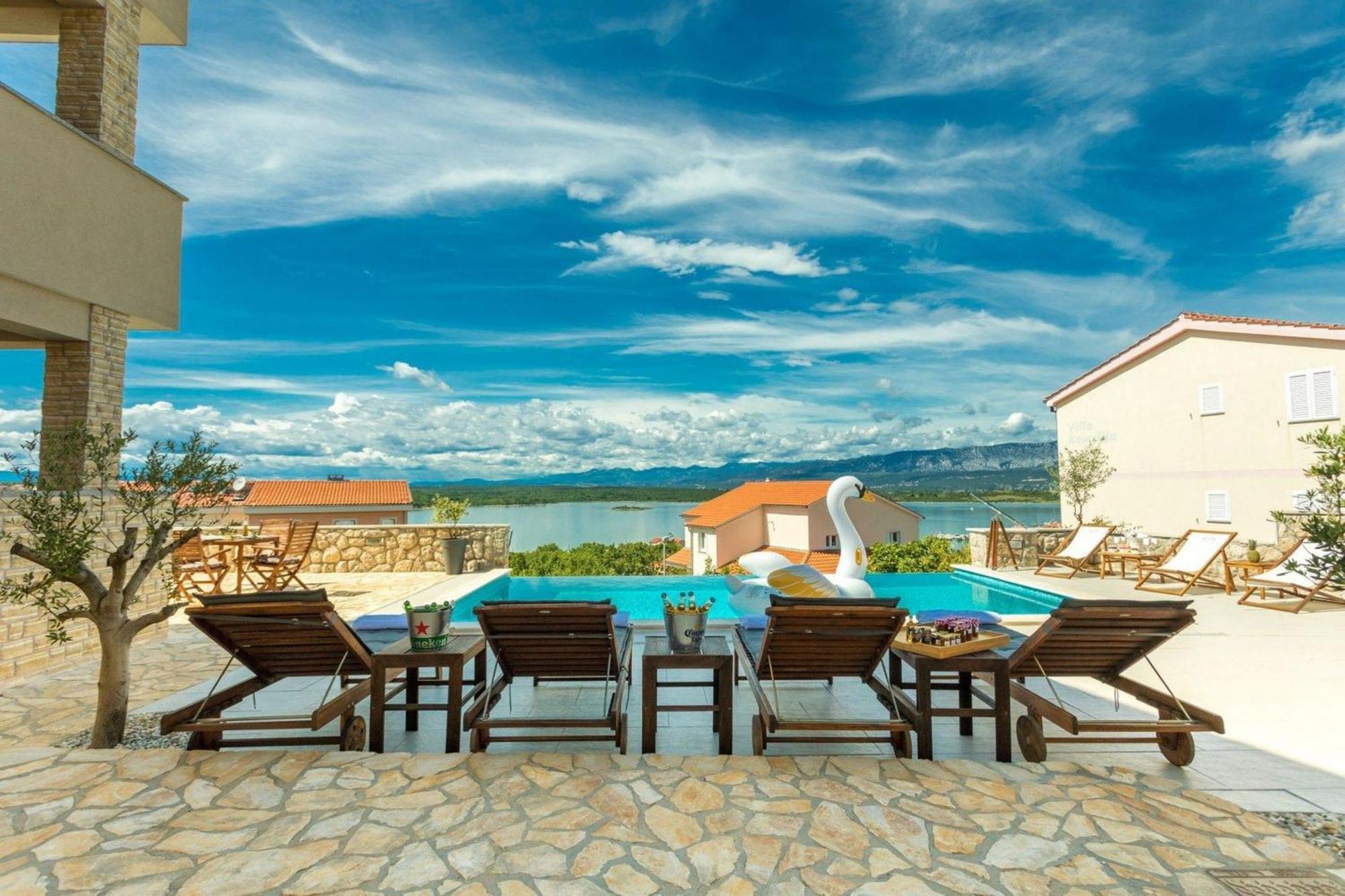 Luxury Villa Allen With Pool Klimno Phòng bức ảnh